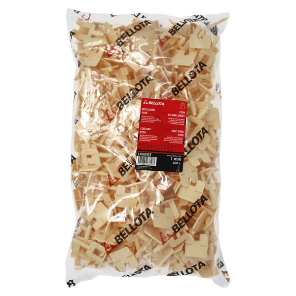 Calzo rosca en T  1mm 200 Uds. sistema de nivelación PUSH & LEVEL de Bellota