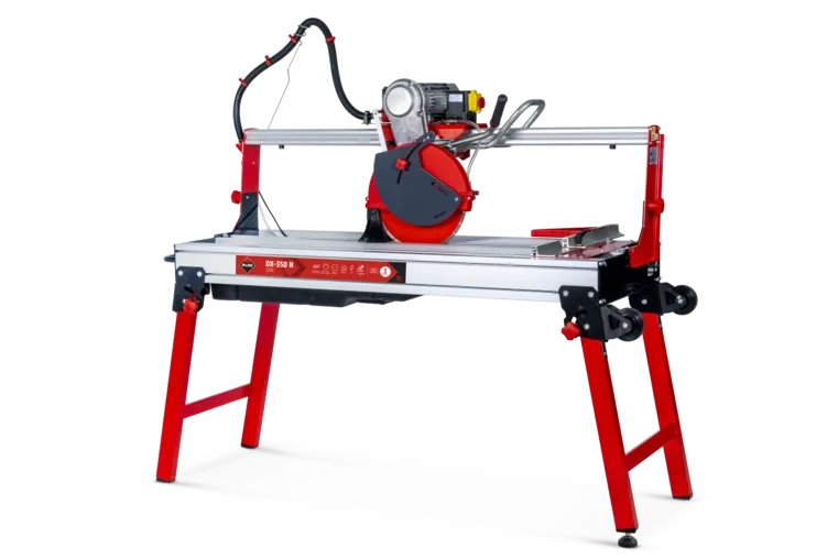 La DX-350 N LASER&LEVEL es una mesa cortadora eléctrica de cabezal móvil, equipada con efecto tronzadora